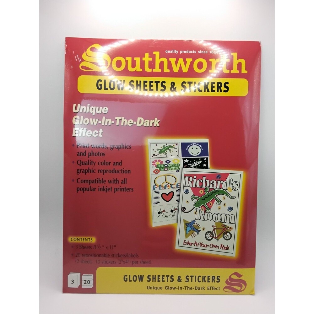 New Glow sheets & Stickers InkJet printable repositionable 5 Sheets